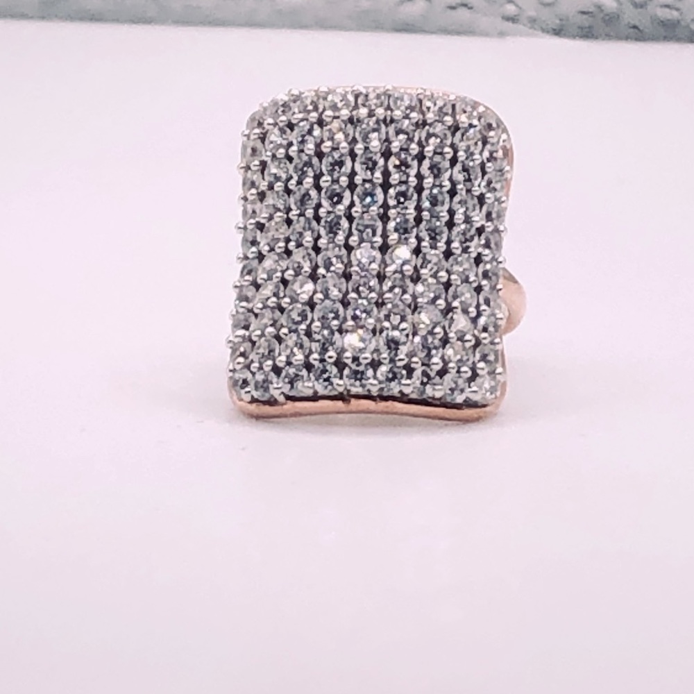 925 Silver Rose Gold CZ ring size 7